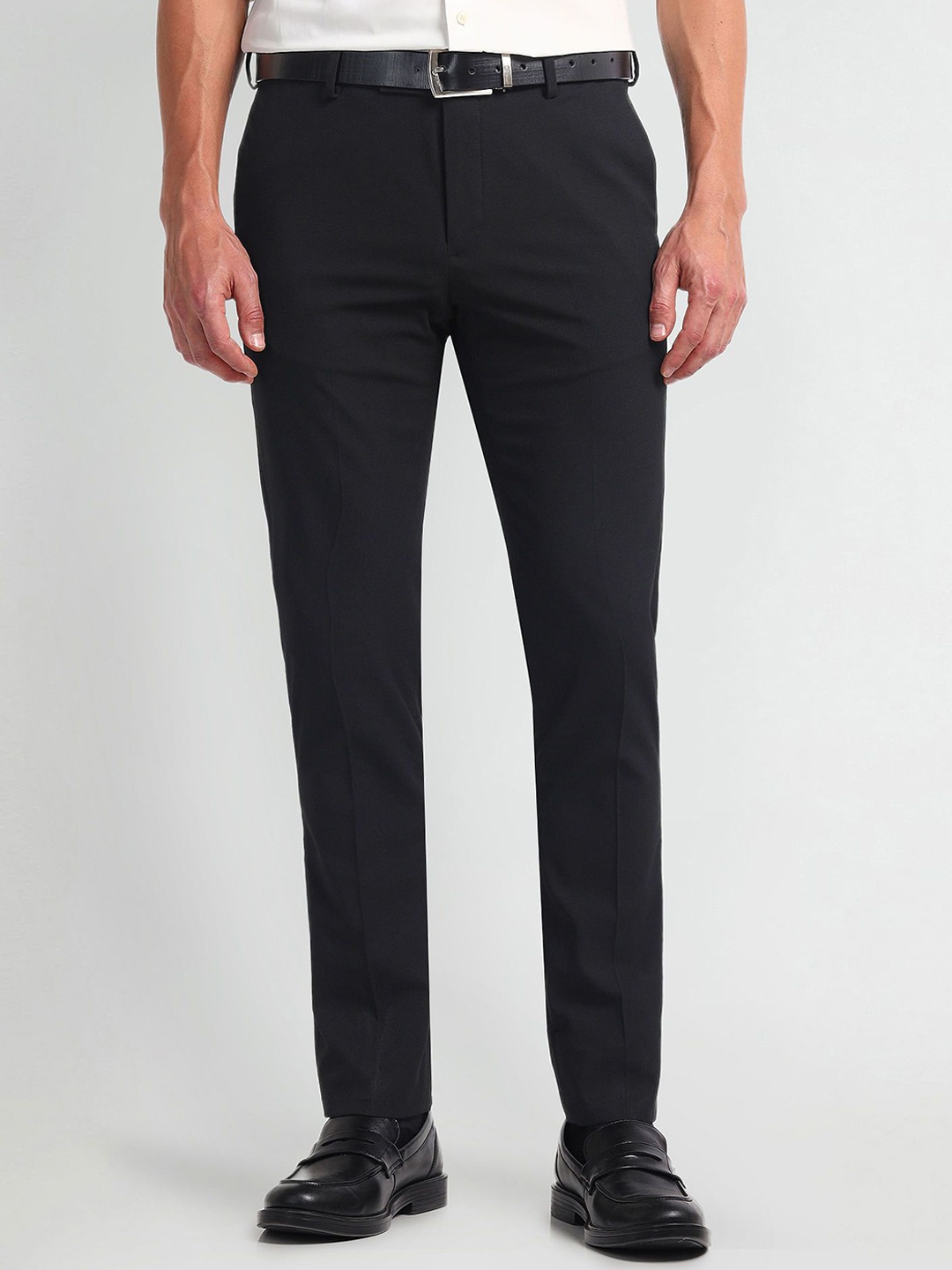 

Arrow Men Self Design Classic Trousers, Black