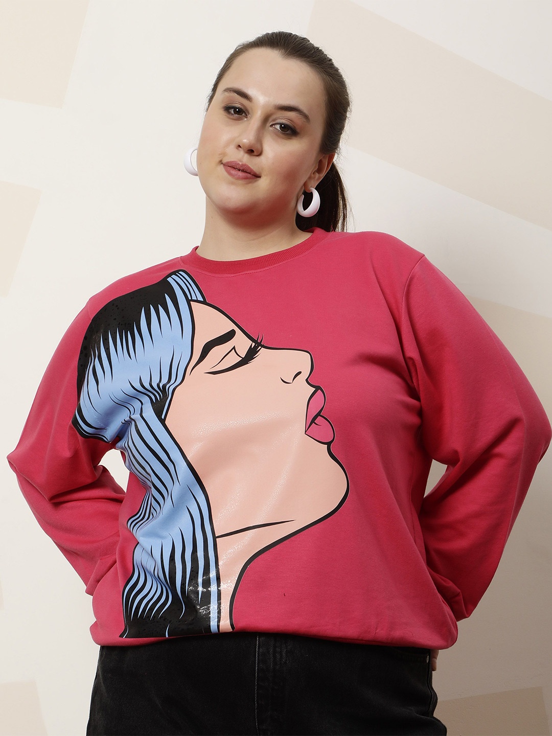 

Athena Ample Women Printed Sweatshirt, Fuchsia