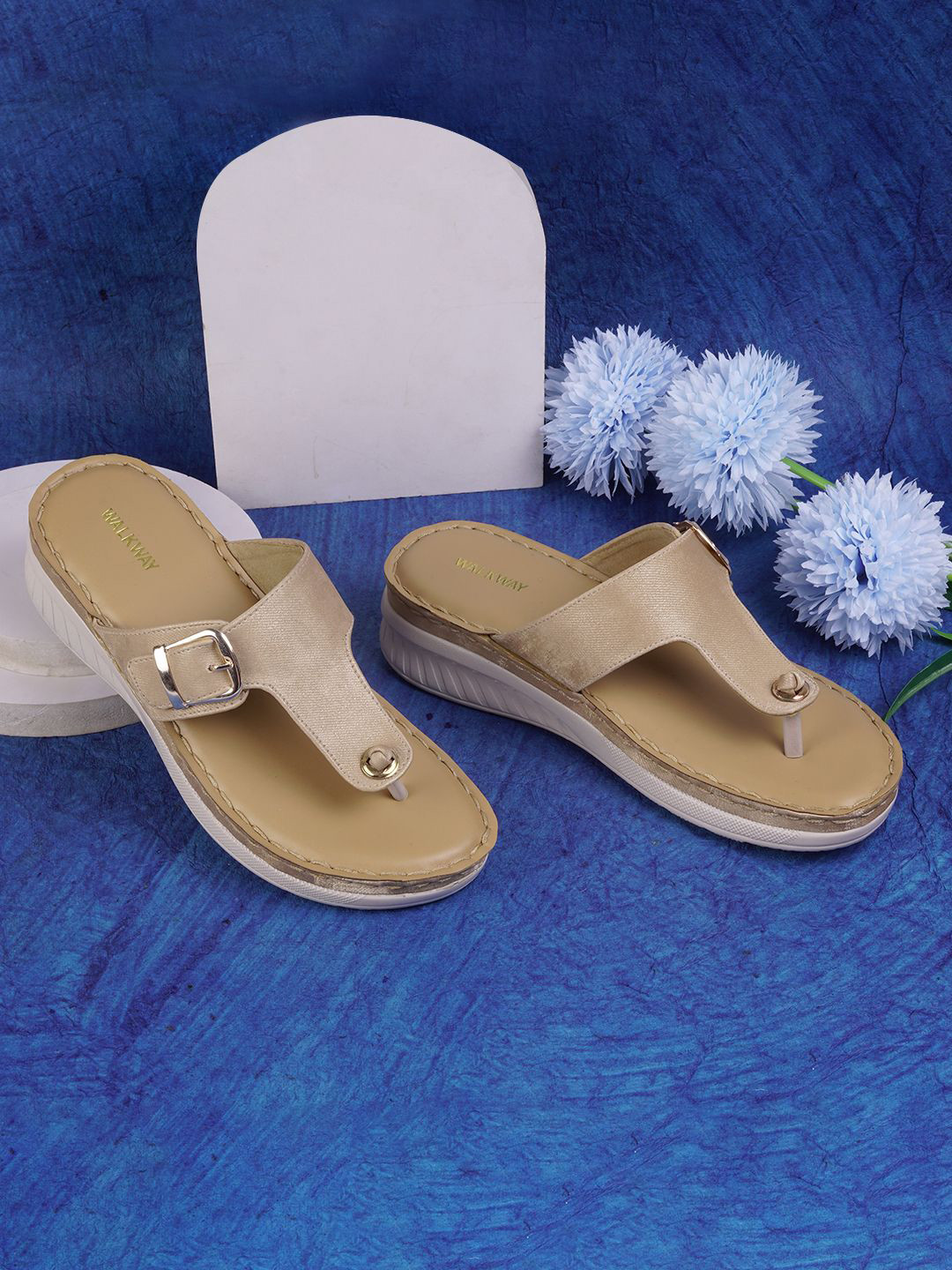 

WALKWAY by Metro Colourblocked Wedges Sandals, Beige