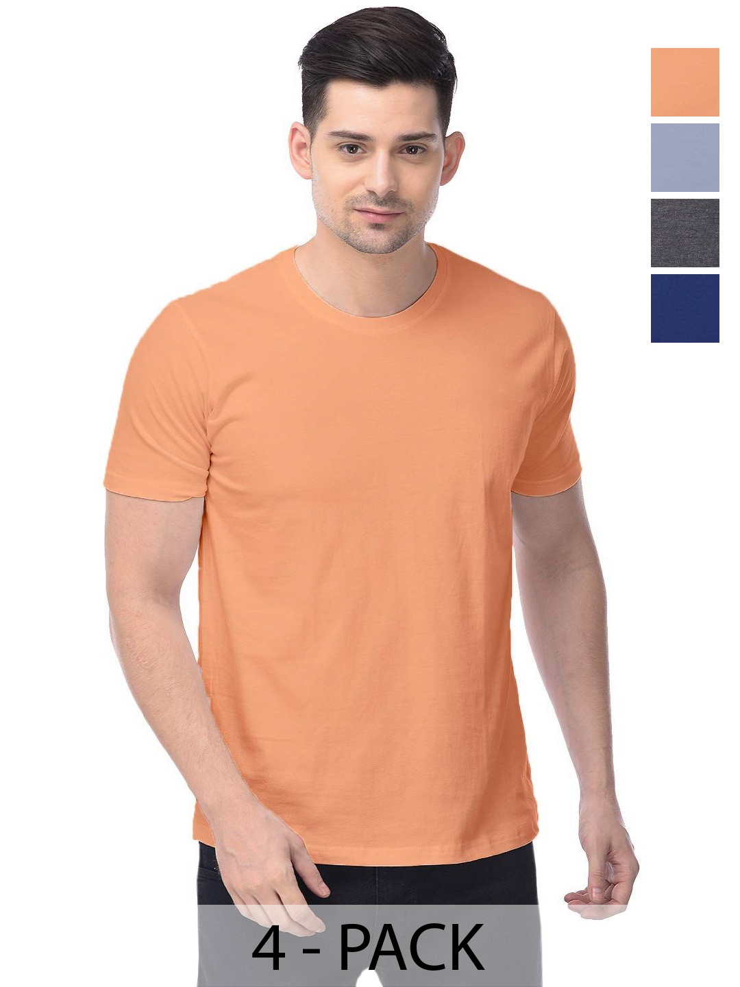 

COLOR CAPITAL Unisex Pack Of 4 Cotton T-Shirts, Na