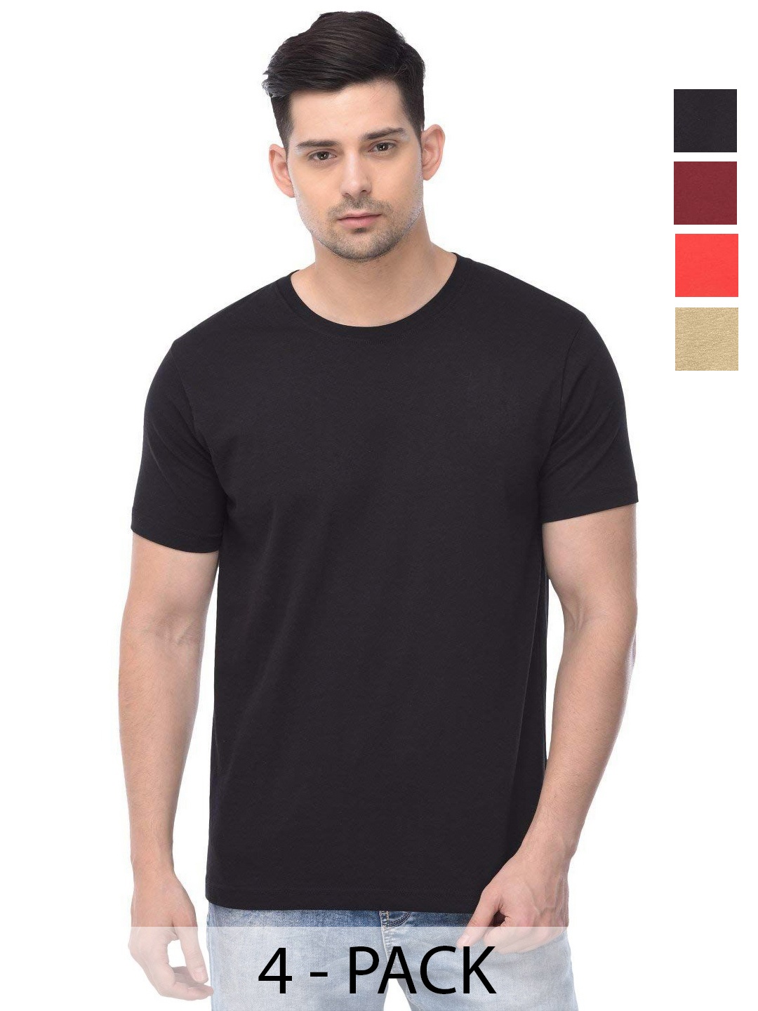 

COLOR CAPITAL Unisex Solid Round Neck Cotton T-Shirts, Na