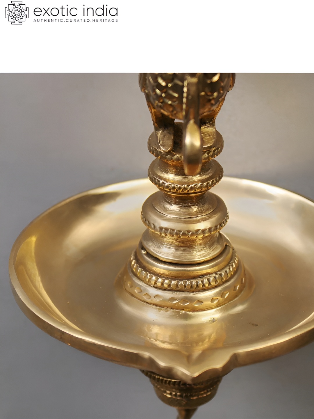 

Exotic India Brass Peacock Design Hanging Lamp, Gold