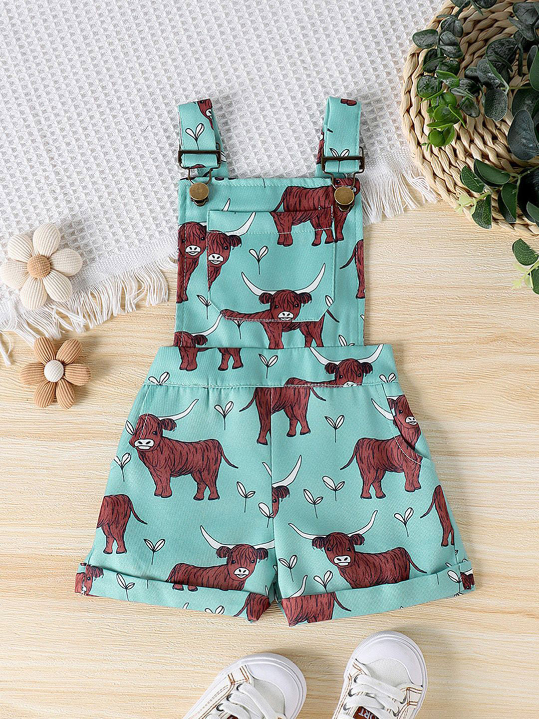 

INCLUD Girls Printed Basic Jumpsuit, Green