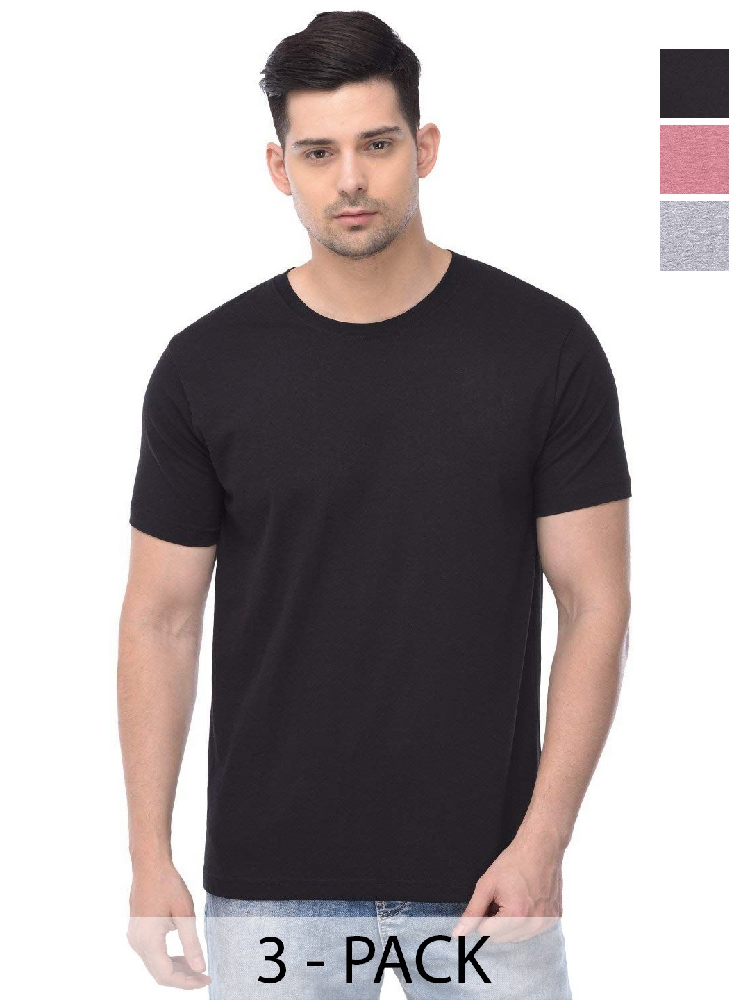 

COLOR CAPITAL Unisex Pack Of 3 Cotton T-Shirts, Red