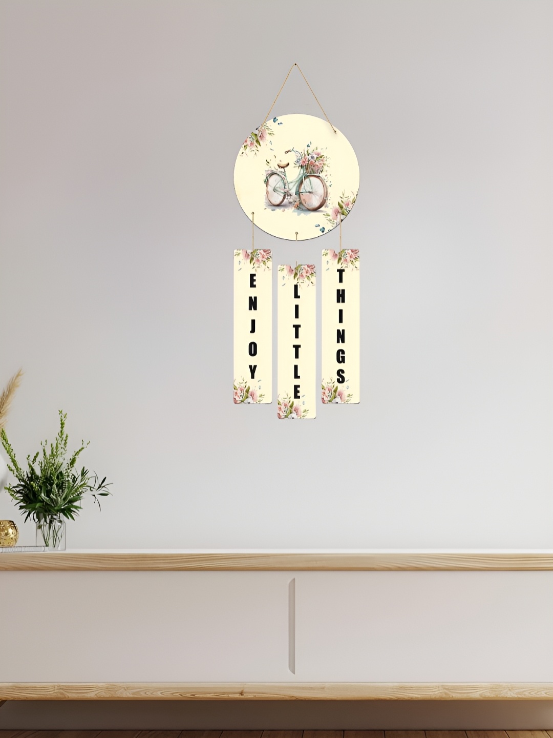 

CLAWCRAFTS Cream Colored and Black Quote Detail Wooden Wall Hanging