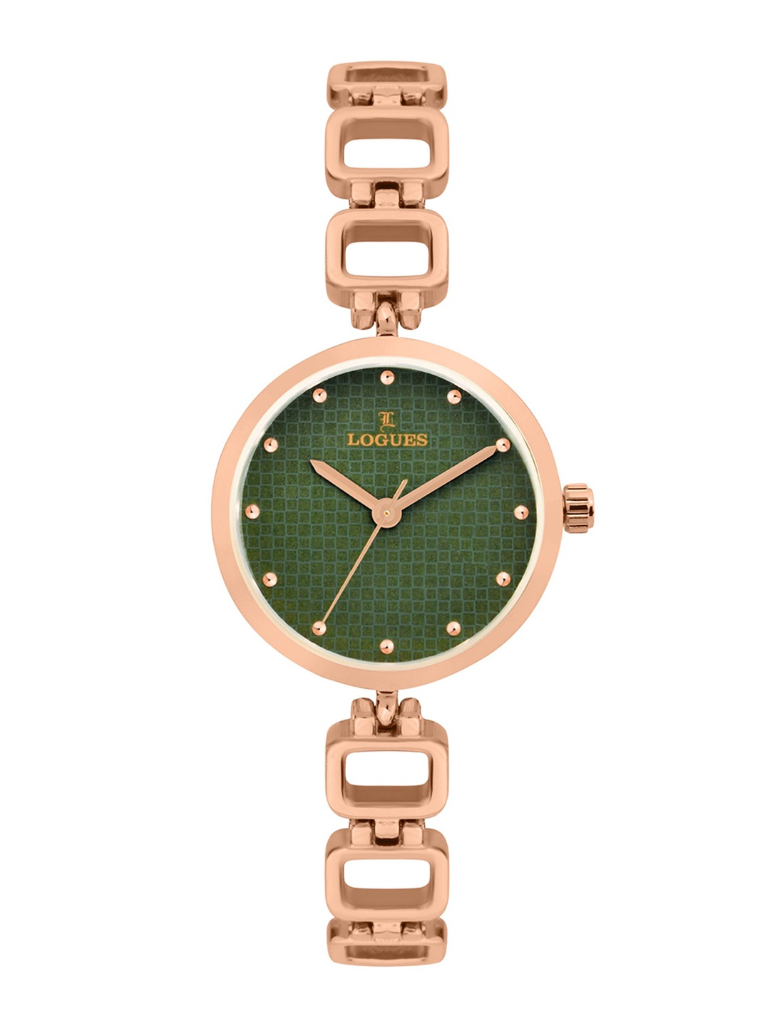 

L LOGUES Women Brass Dial & Bracelet Style Straps Analogue Watch L E-707 WM-10, Green