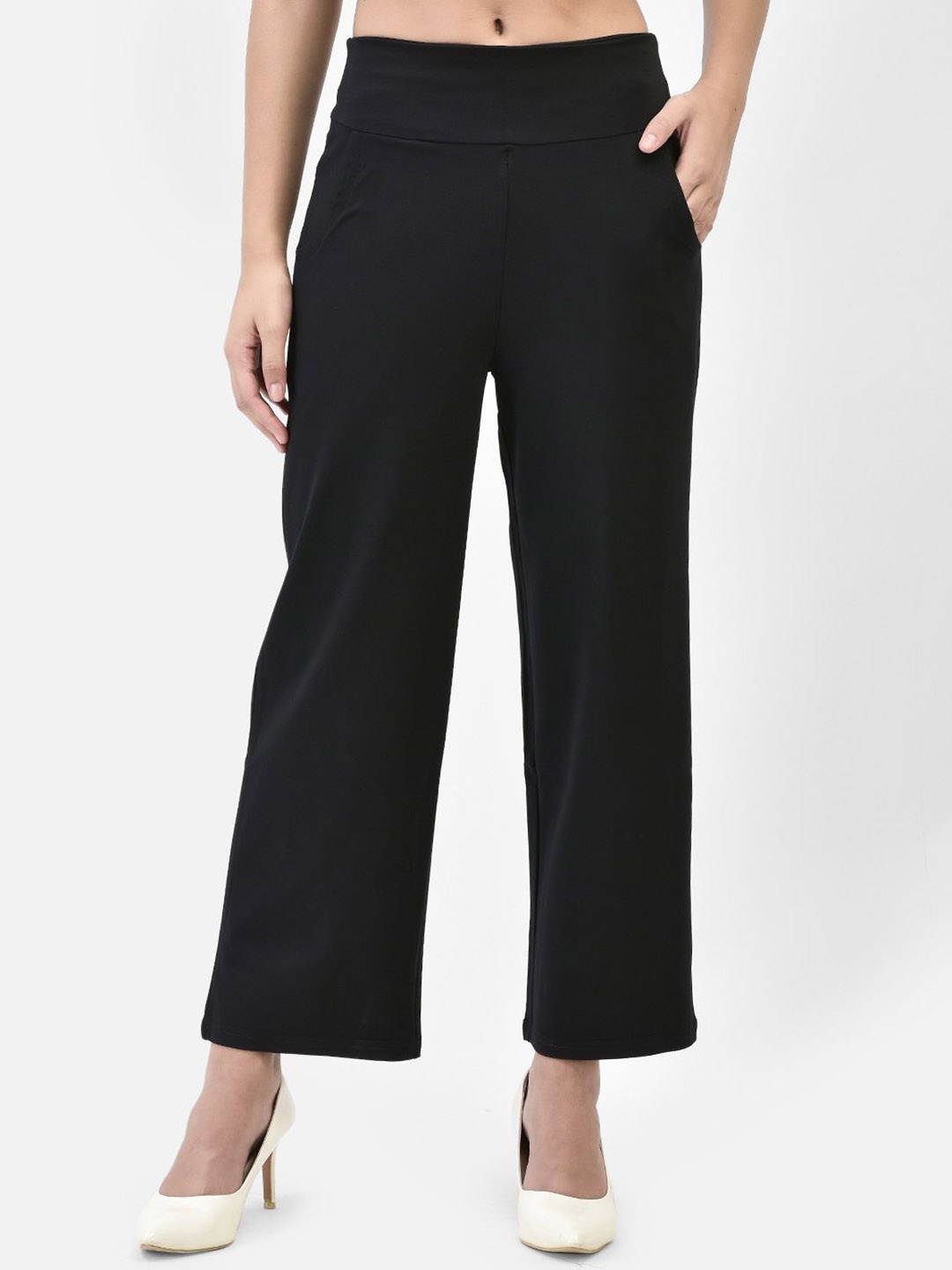 

FUTURO Women Relaxed Loose Fit High-Rise Trousers, Black