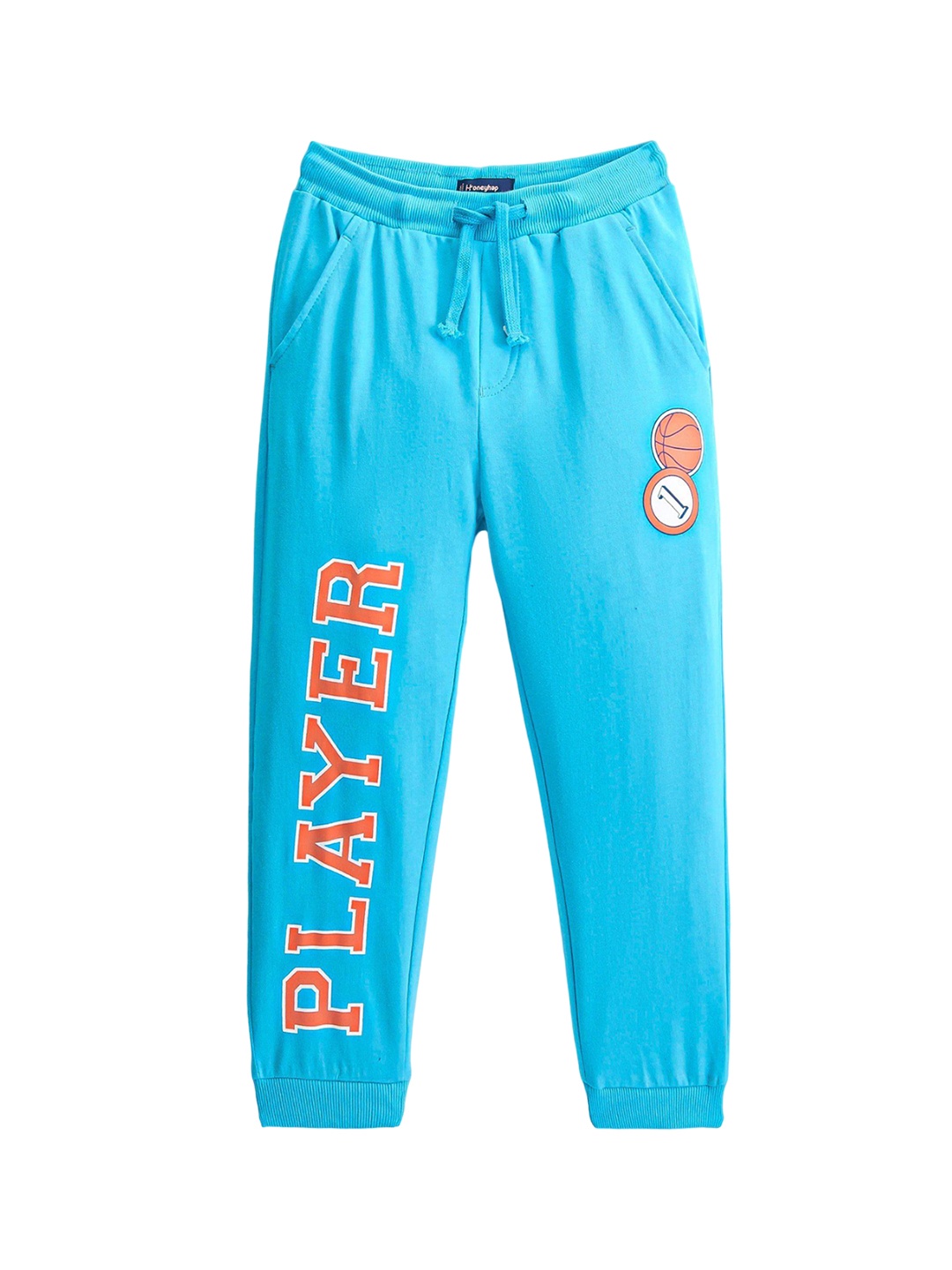 

Honeyhap Boys Printed Cotton Joggers, Blue