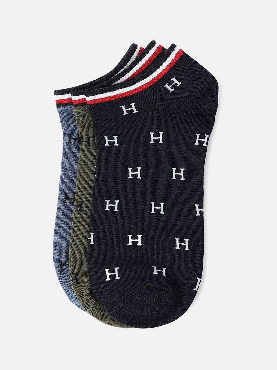 

Tommy Hilfiger Men Pack Of 3 Patterned Ankle-Length Socks, Blue