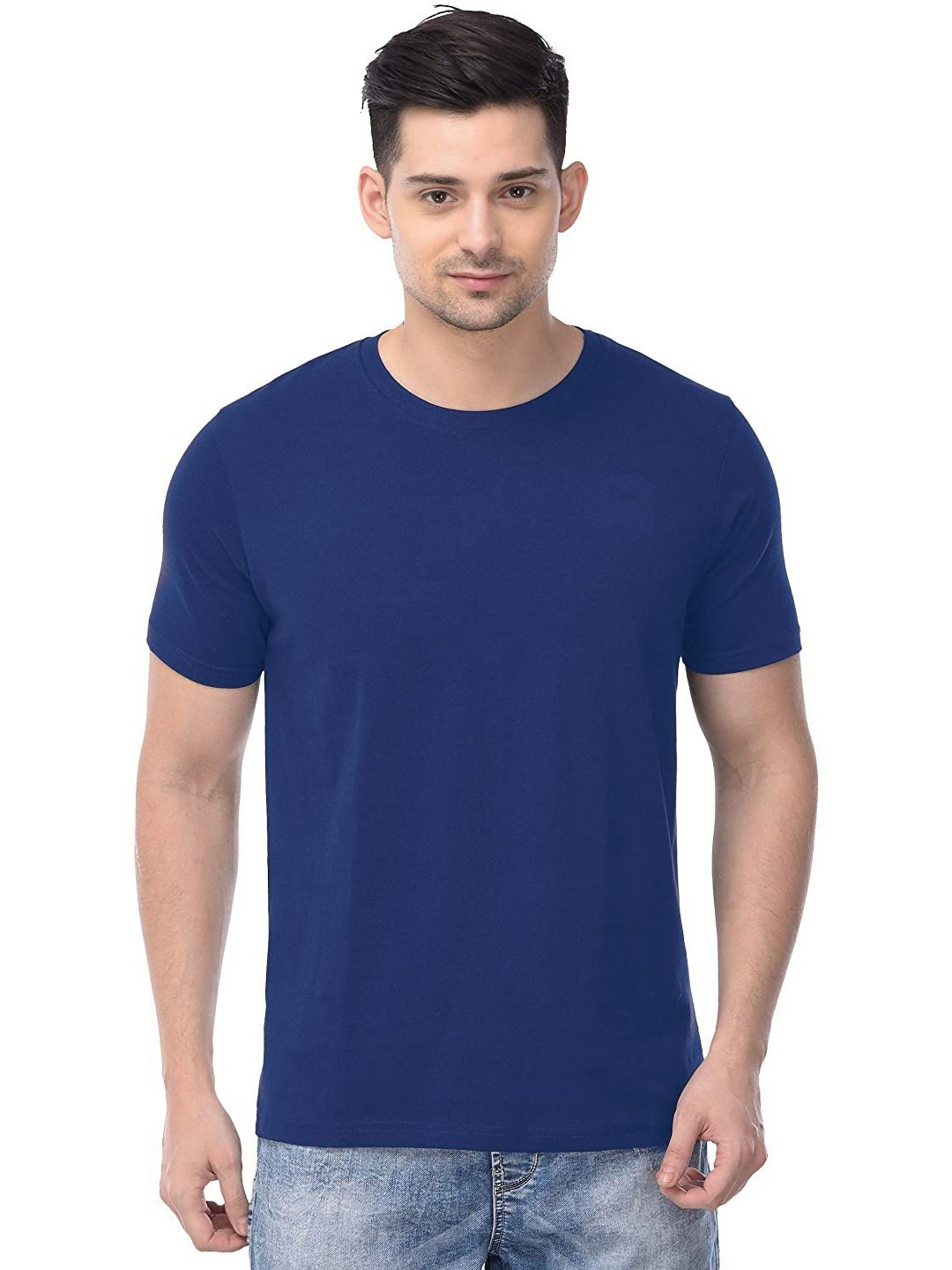 

COLOR CAPITAL Unisex Solid Round Neck Cotton T-shirt, Navy blue