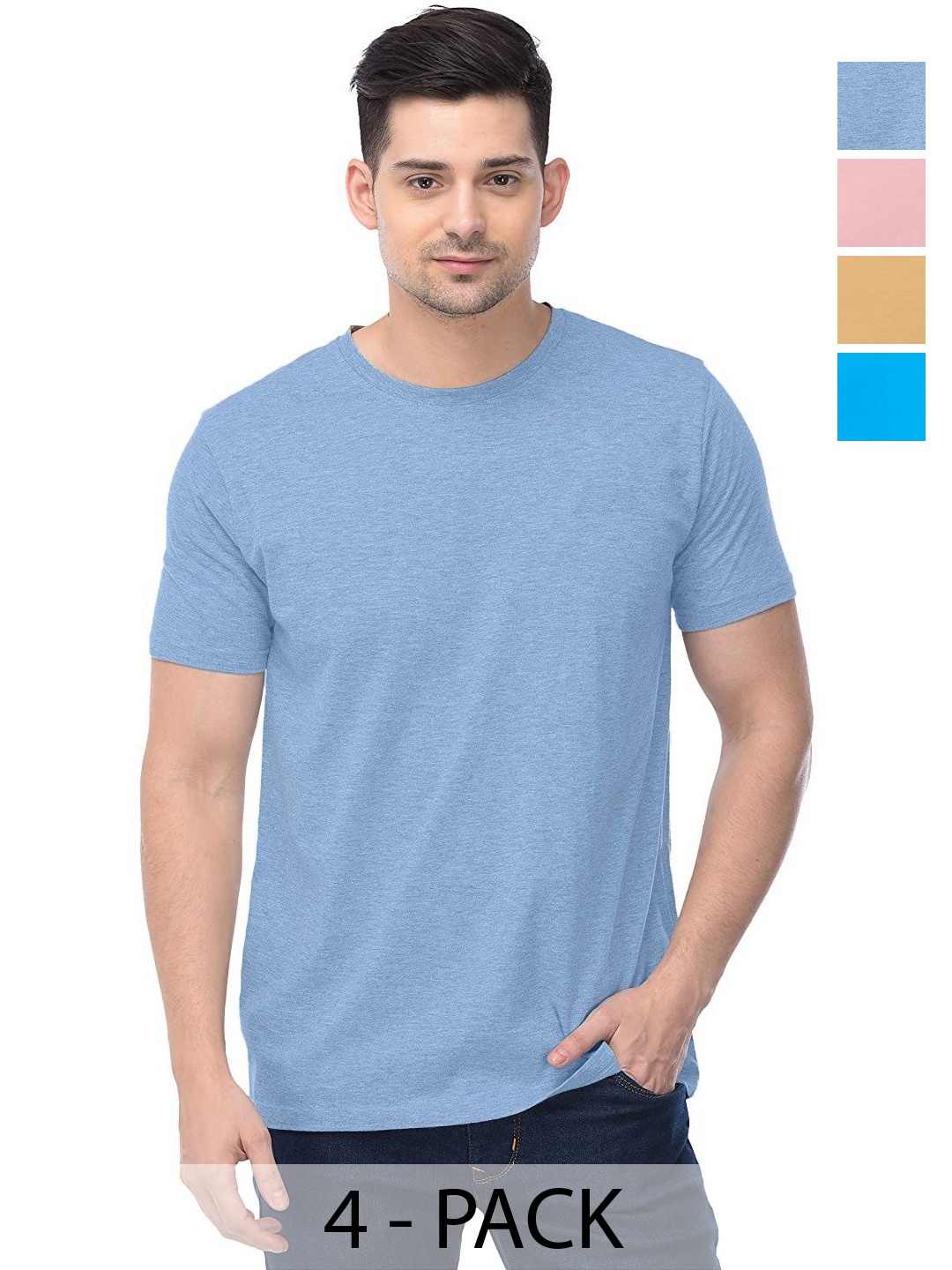 

COLOR CAPITAL Unisex Pack Of 4 Cotton T-Shirts, Na