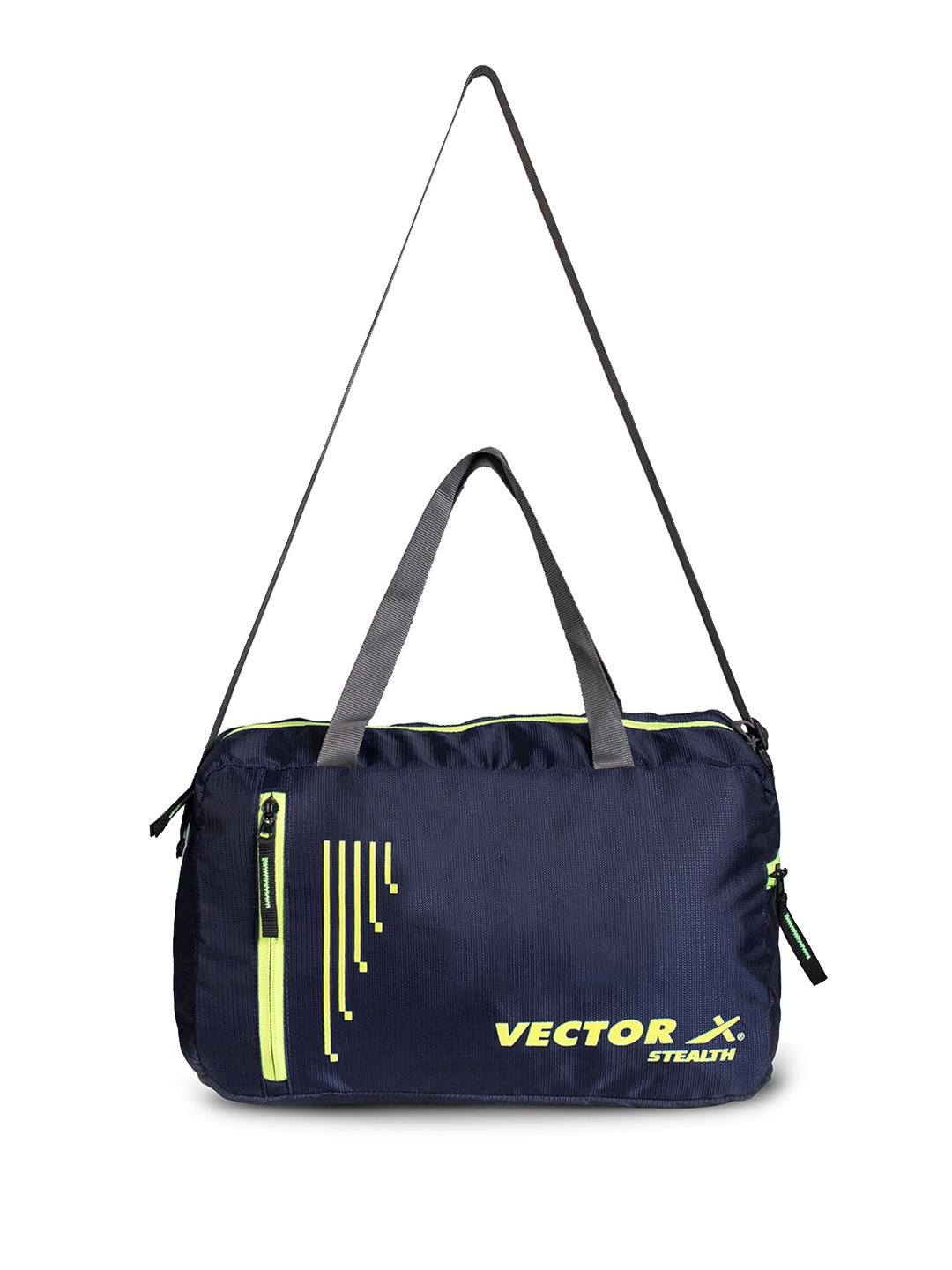 

VECTOR X Printed Medium Foldable Sports or Gym Duffel Bag, Navy blue