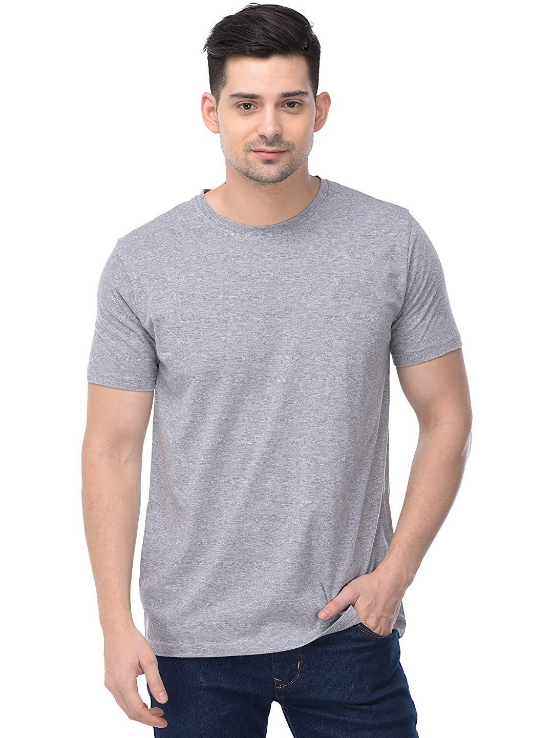 

COLOR CAPITAL Unisex Solid Round Neck Cotton T-shirt, Grey