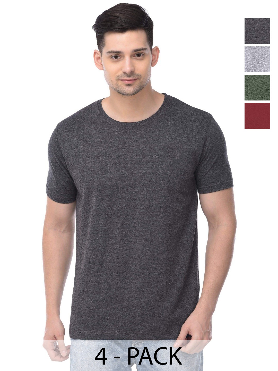

COLOR CAPITAL Unisex Pack Of 4 Cotton T-Shirts, Grey