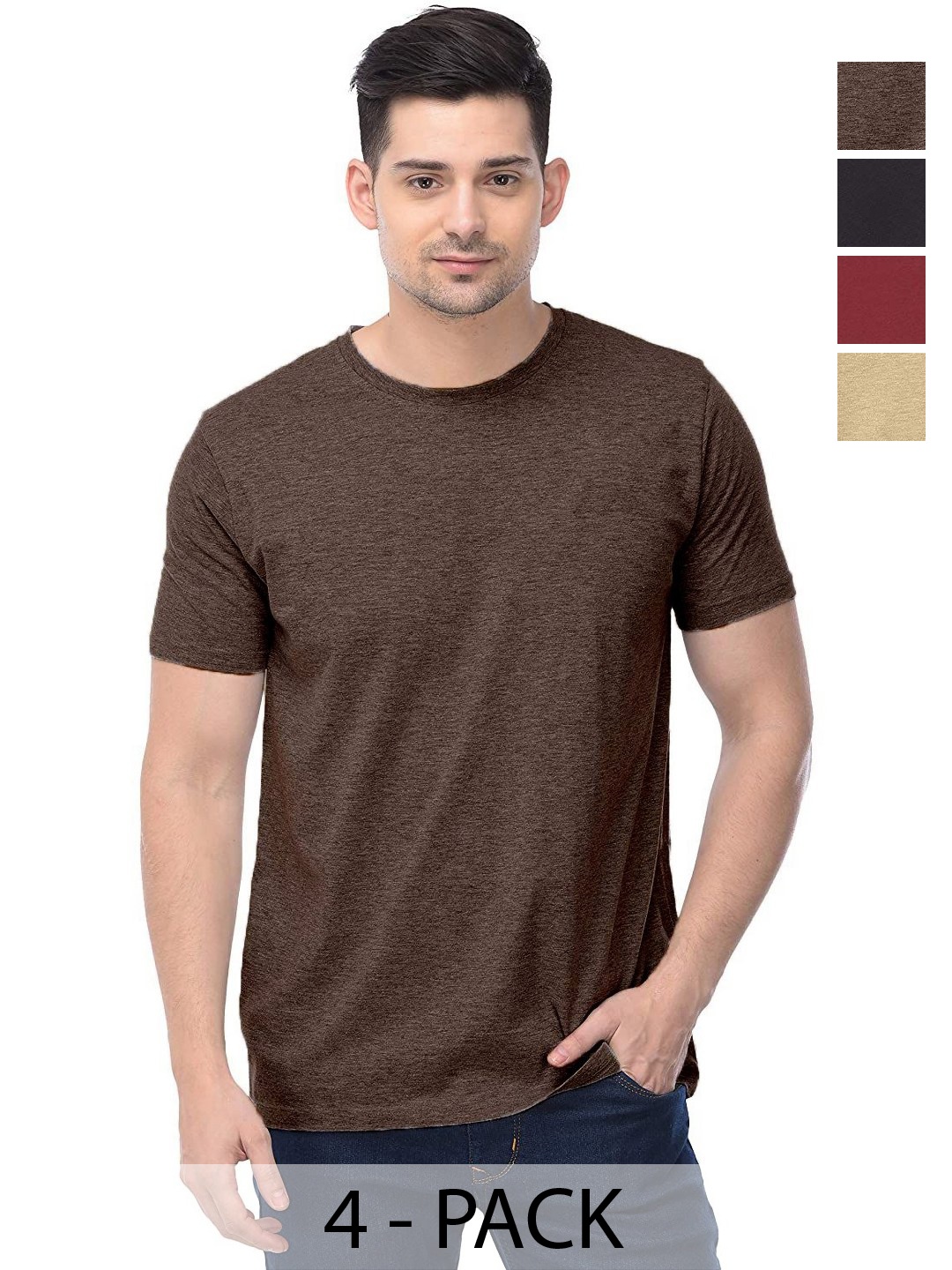 

COLOR CAPITAL Unisex Pack Of 4 Cotton T-Shirts, Na