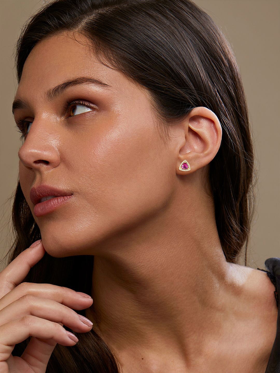 

MINUTIAE Gold Plated Triangular Shaped Kundan Studs