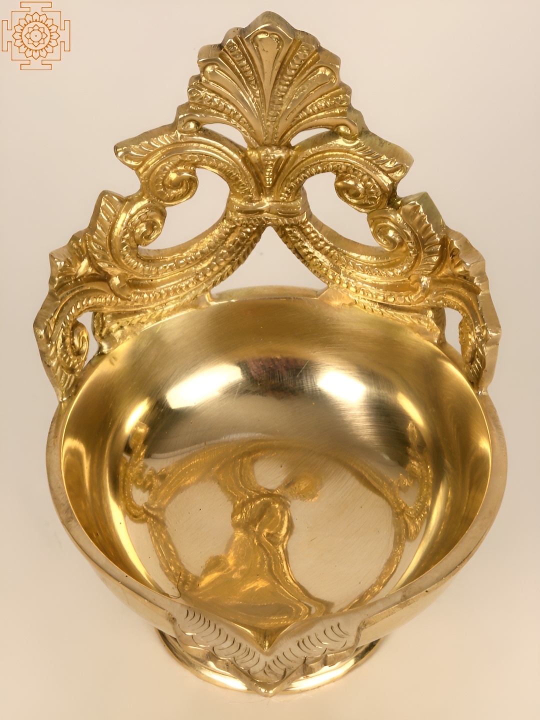 

Exotic India 4" Small Brass Ritual Lamp (Diya), Gold