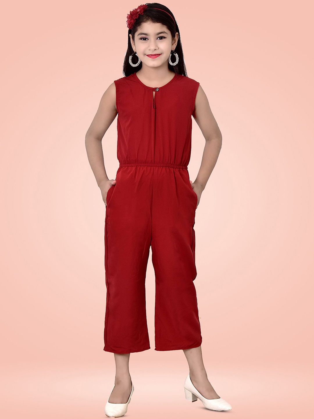 

Arshia Fashions Girls Basic Jumpsuit, Maroon