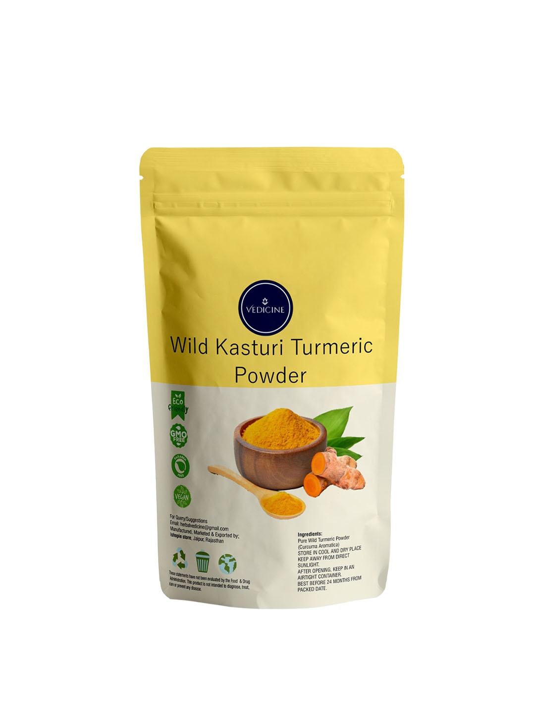 

VEDICINE Natural Wild Kasturi Turmeric Powder Face Pack- 100 g, Yellow