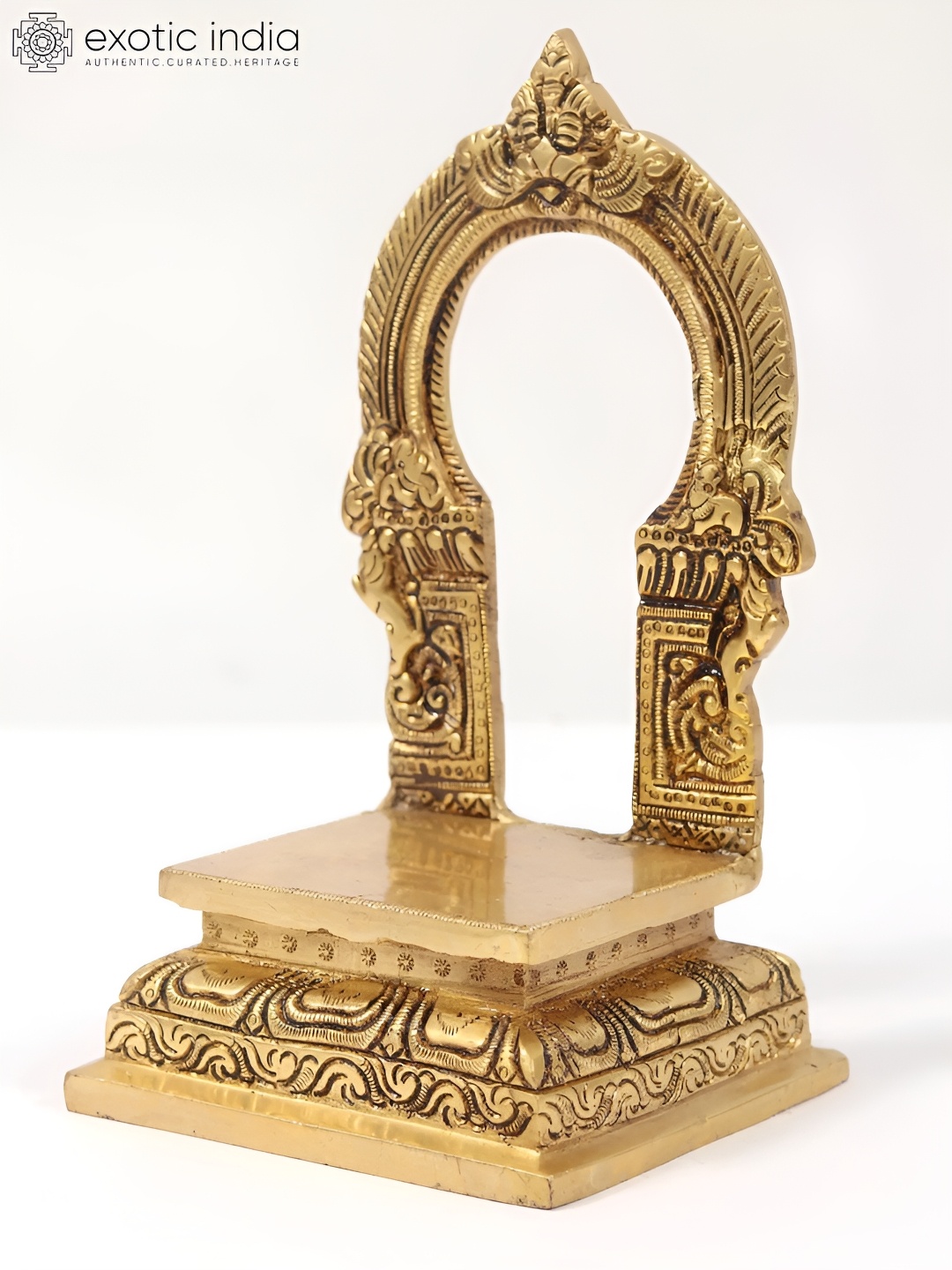 

Exotic India 7" Kirtimukha Prabhavali Brass Throne, Gold