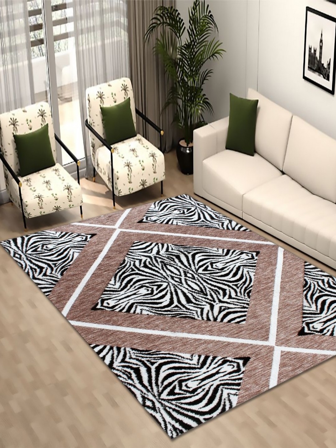 

MULTITEX Rust & Black Animal Printed Anti Skid Rectangular Carpet