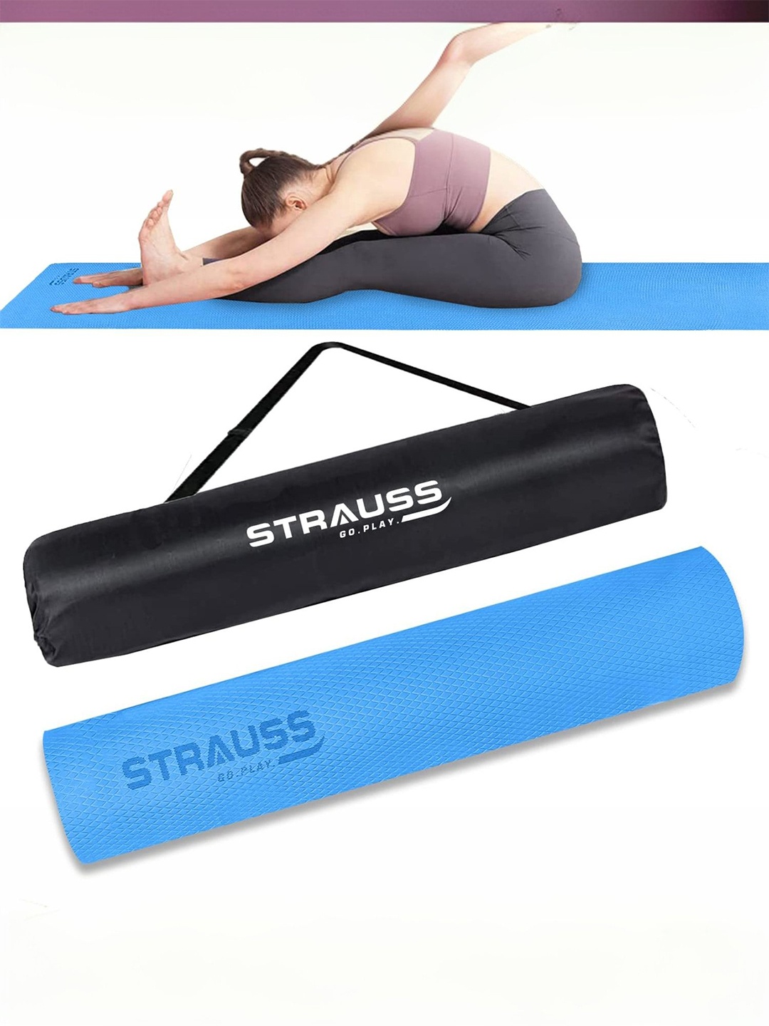 

STRAUSS Blue Rectangular Anti-Skid Yoga Mat