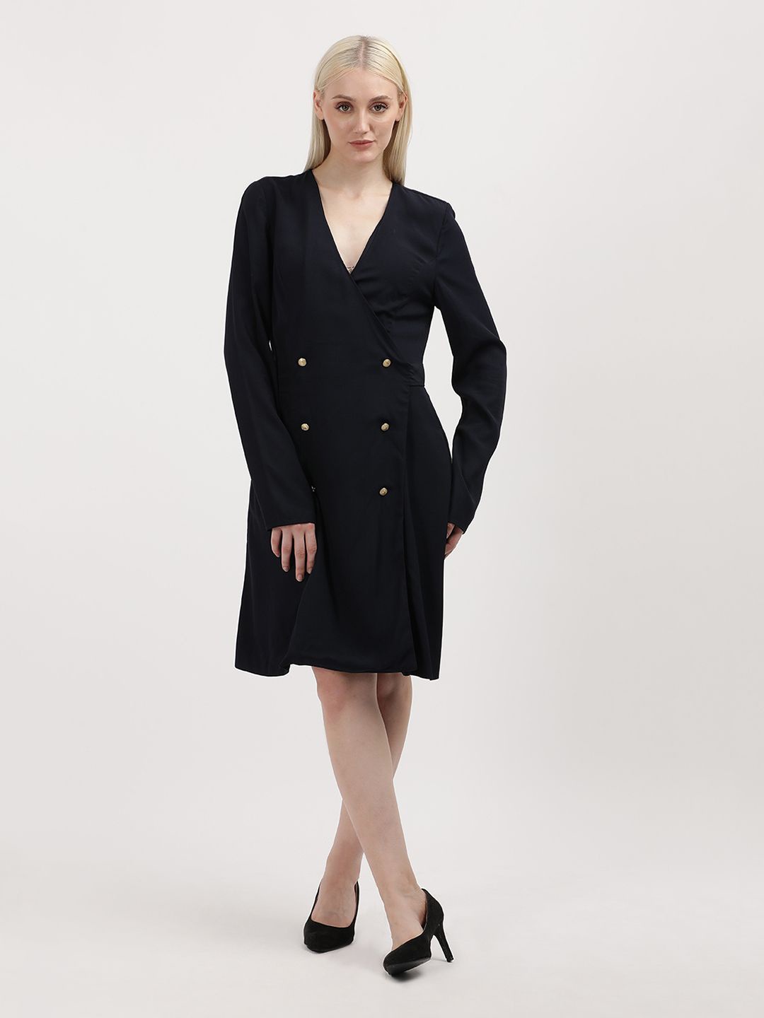 

Tommy Hilfiger Solid Tie-Ups Wrap Dress, Black