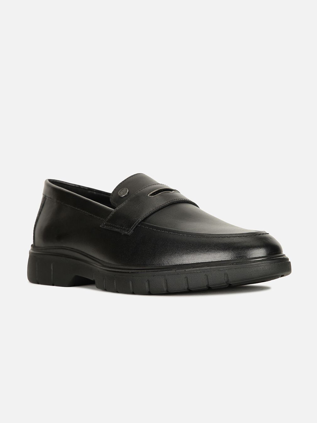 

Carlton London Men Leather Formal Loafers, Black