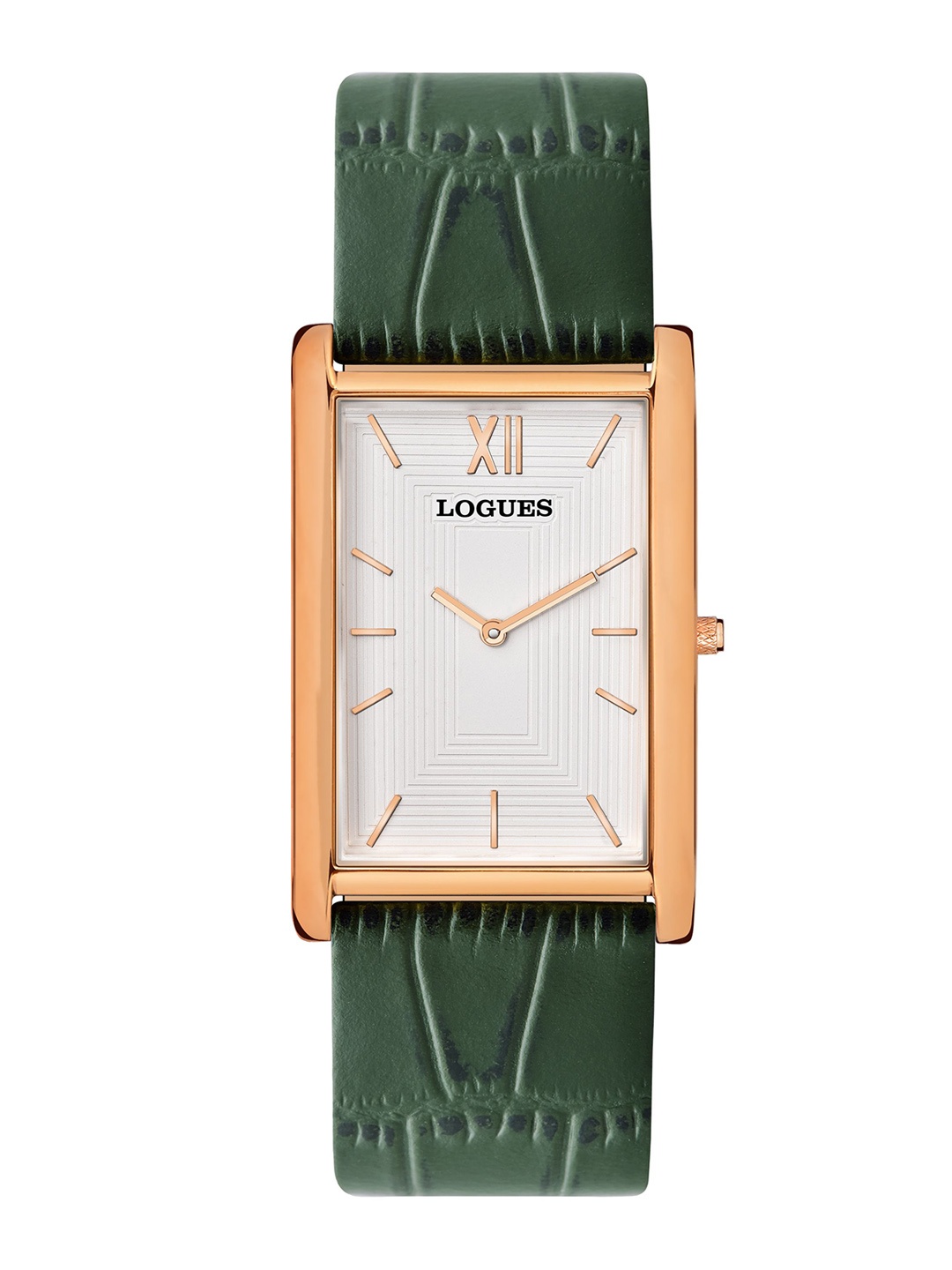 

L LOGUES Men Brass Dial & Leather Bracelet Style Straps Analogue Watch G 1472 WL-73, Green