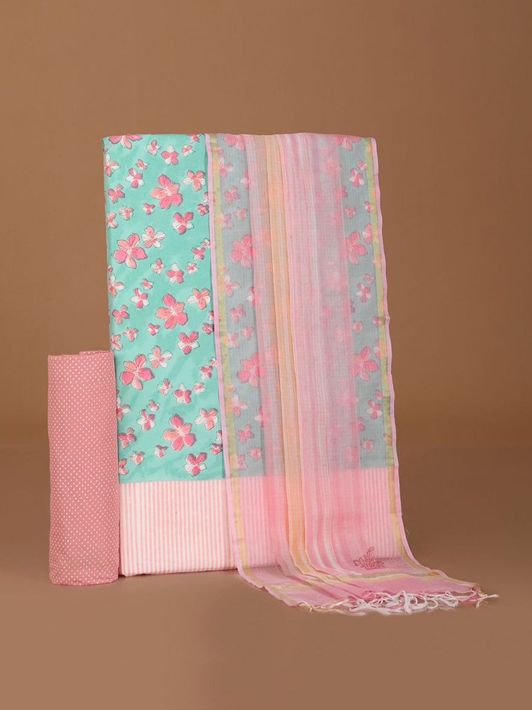 

Taneira Printed Pure Cotton Unstitched Dress Material, Blue