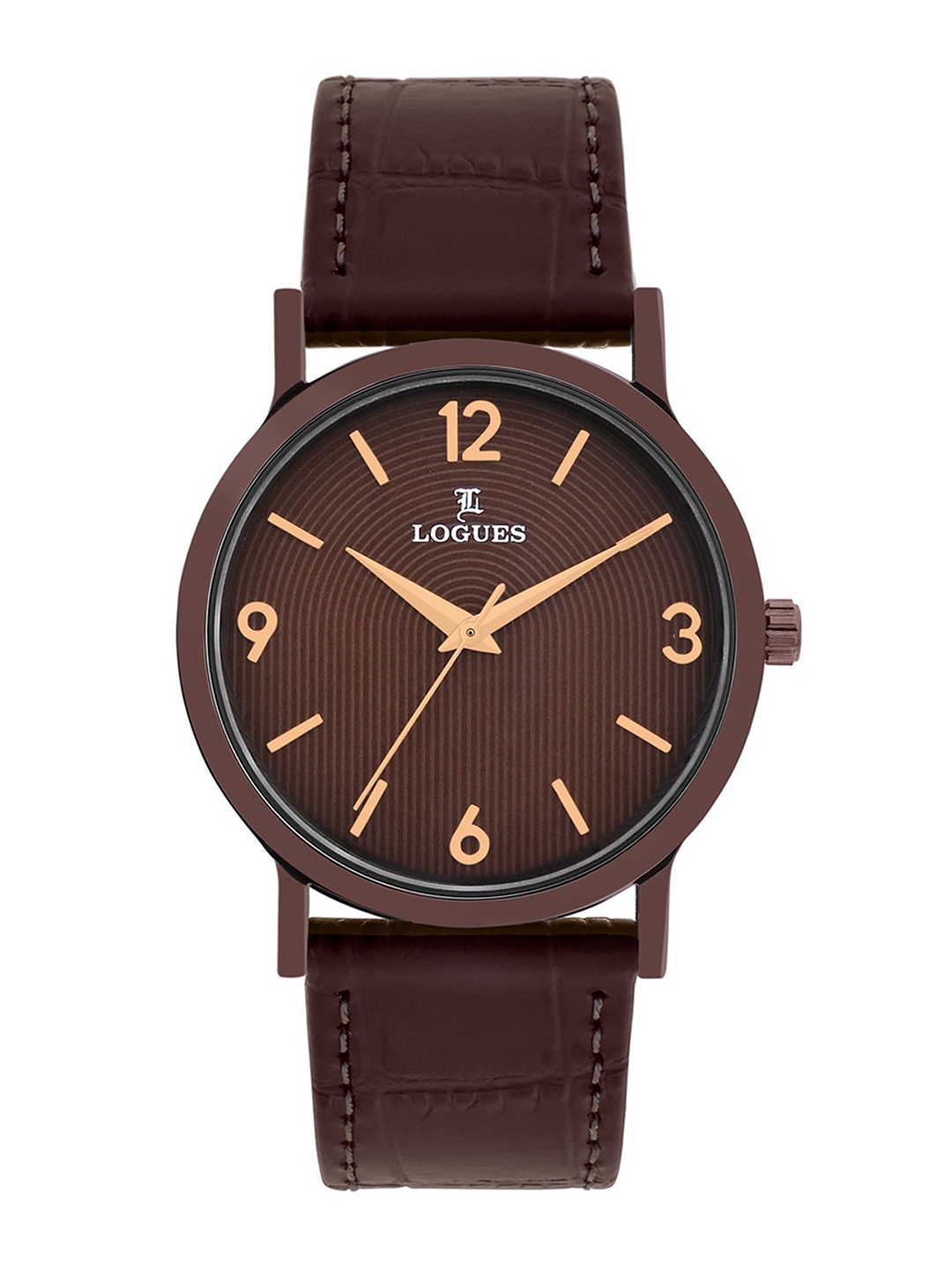 

L LOGUES Men Brass Dial & Leather Straps Analogue Watch G E-851 CL-05, Brown
