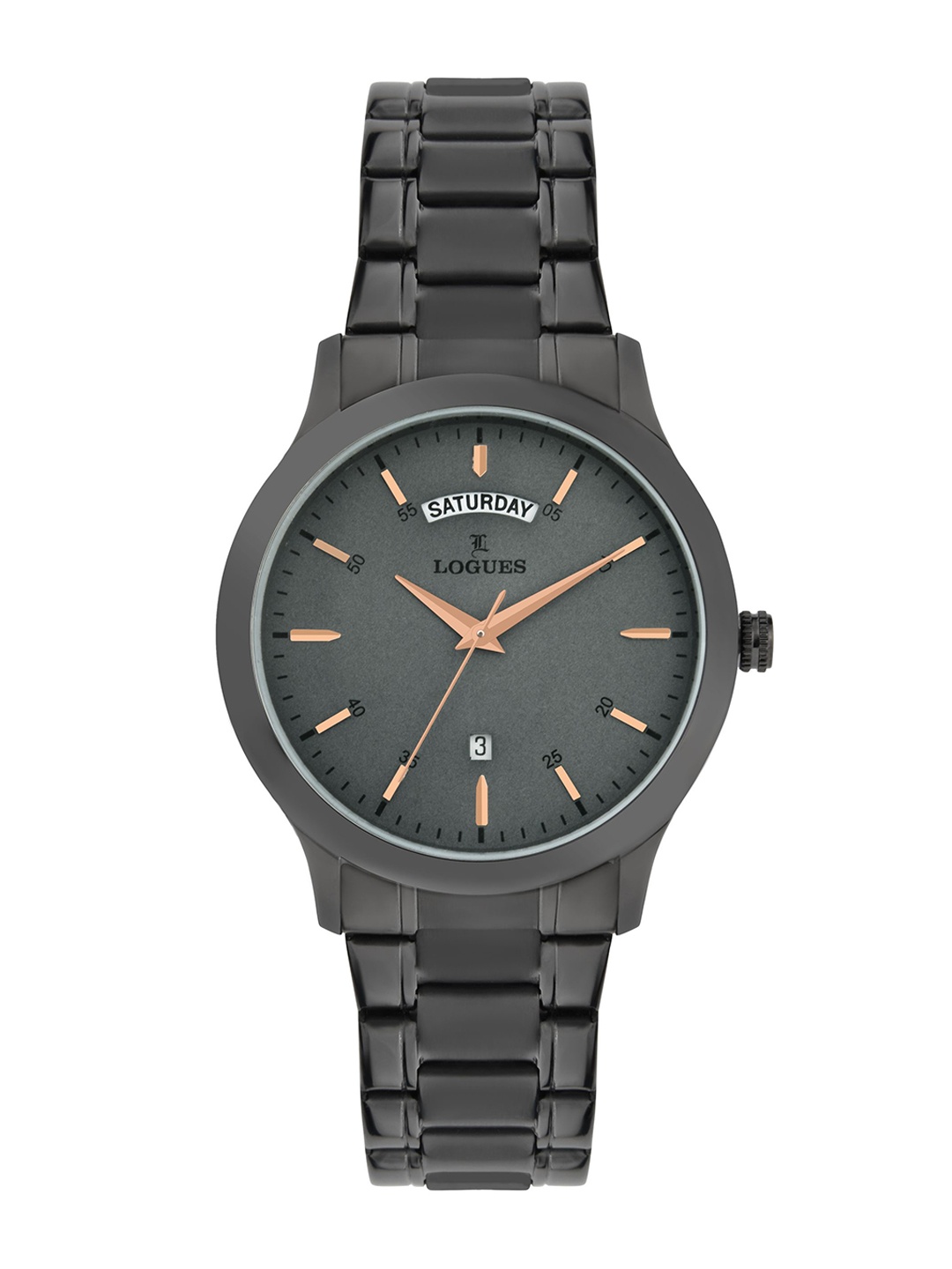 

L LOGUES Men Brass Dial & Bracelet Style Straps Analogue Watch G E-457 QMD-27, Grey
