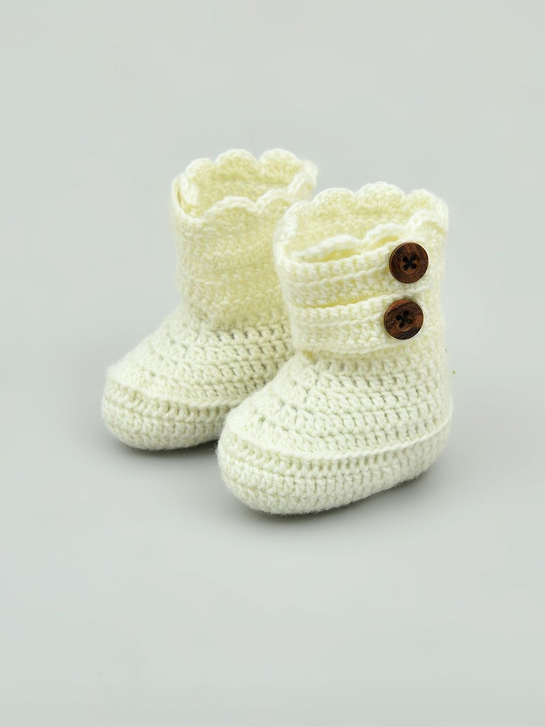 

FUNKRAFTS Unisex Kids Pure Wool Booties, Off white
