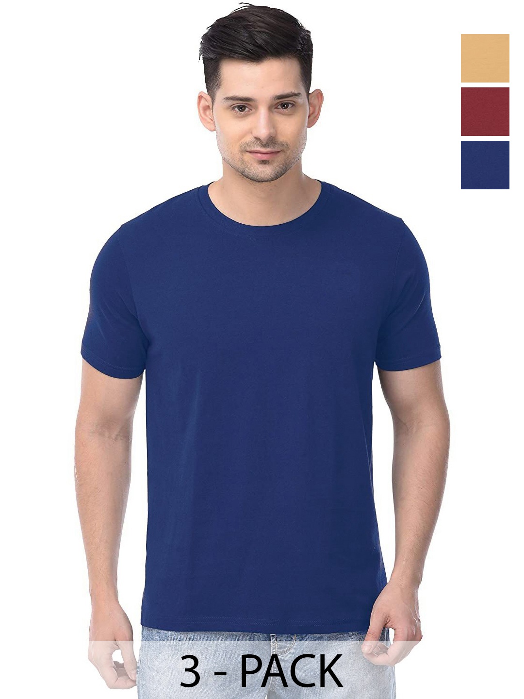 

COLOR CAPITAL Unisex Pack Of 3 Cotton T-Shirts, Yellow