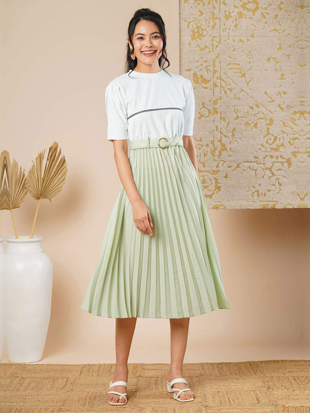 

CARTYSHOP Crepe Fit & Flare Midi Dress, White