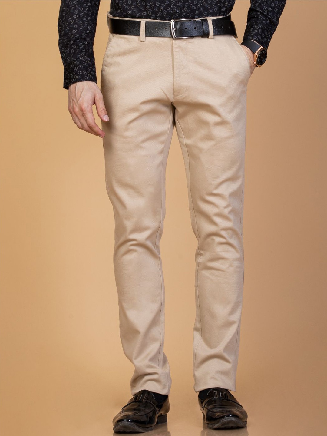 

Monterrey SF Solid Men Smart Slim Fit Easy Wash Trousers, Beige