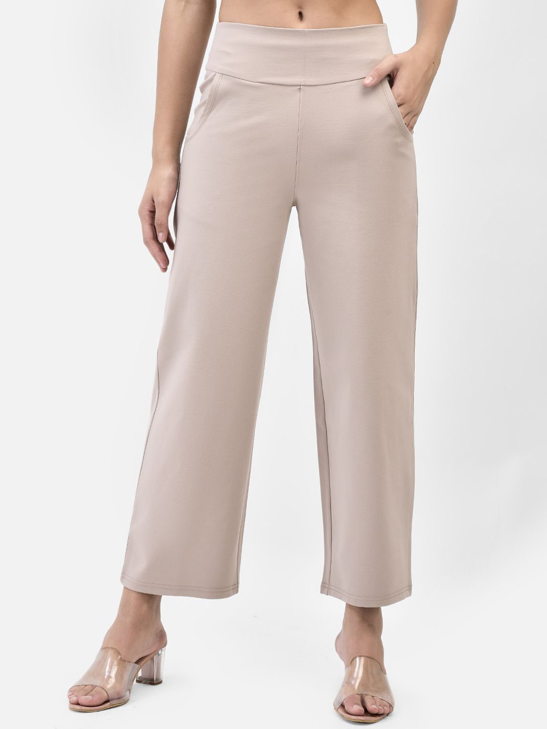 

FUTURO Women Relaxed Loose Fit High-Rise Trousers, Peach