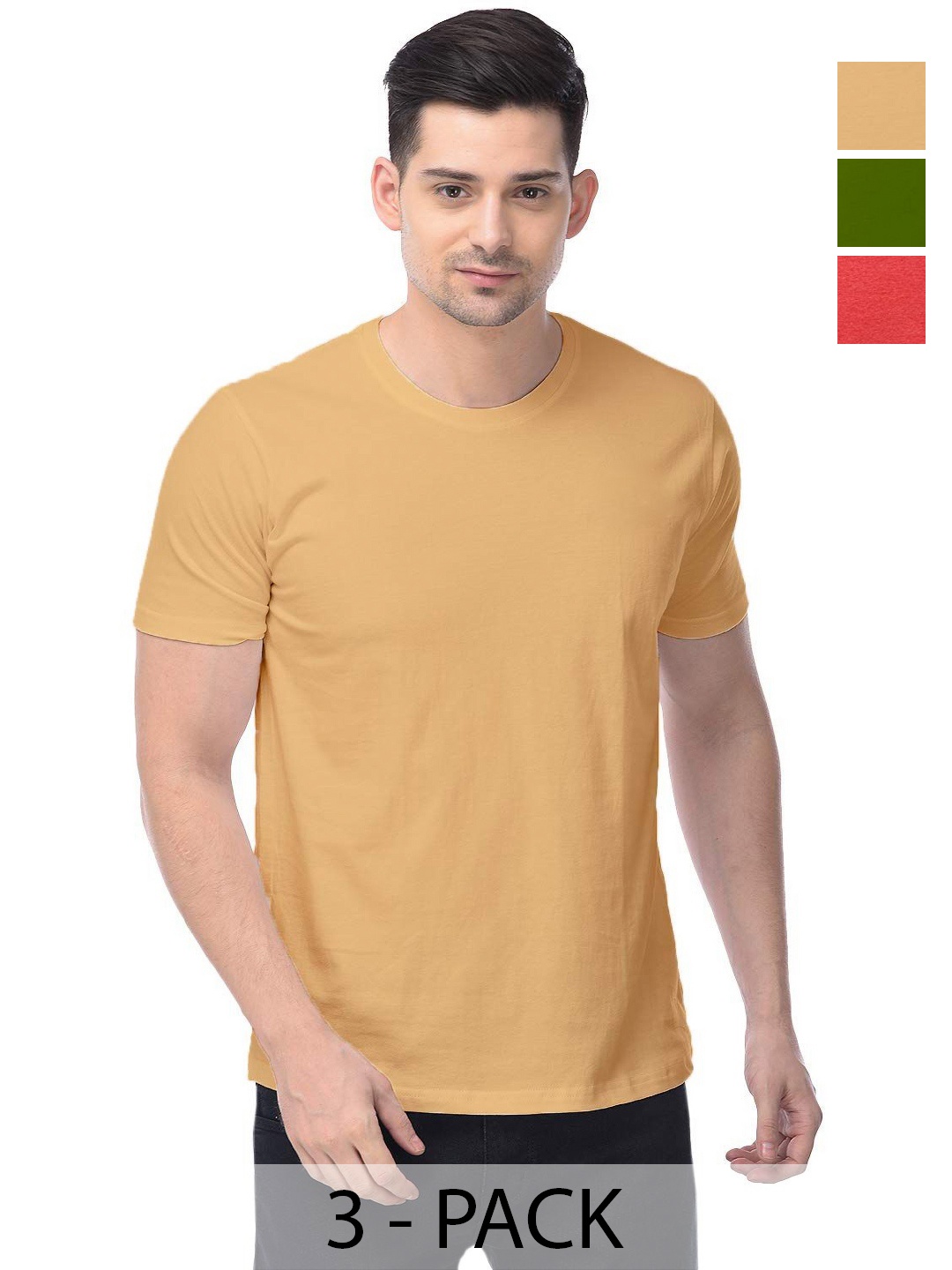 

COLOR CAPITAL Unisex Pack Of 3 Cotton T-Shirts, Na
