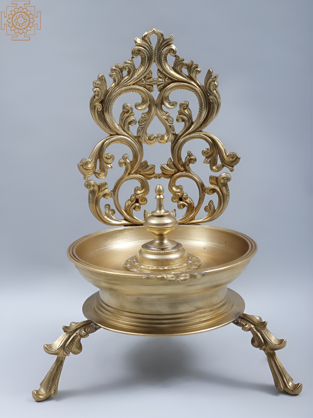

Exotic India Bronze Traditional Hoysala Art Oil Lamp, Gold