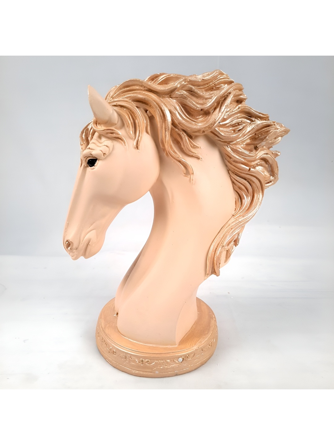 

apka mart GoldToned and Beige Horse Face Statue Curio Showpiece, Gold