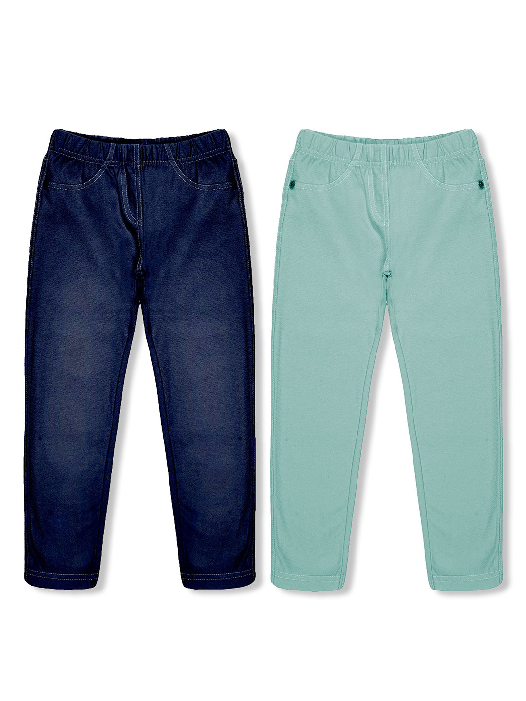 

3PIN Girls Solid Pack of 2 Mid Rise Jeggings, Green