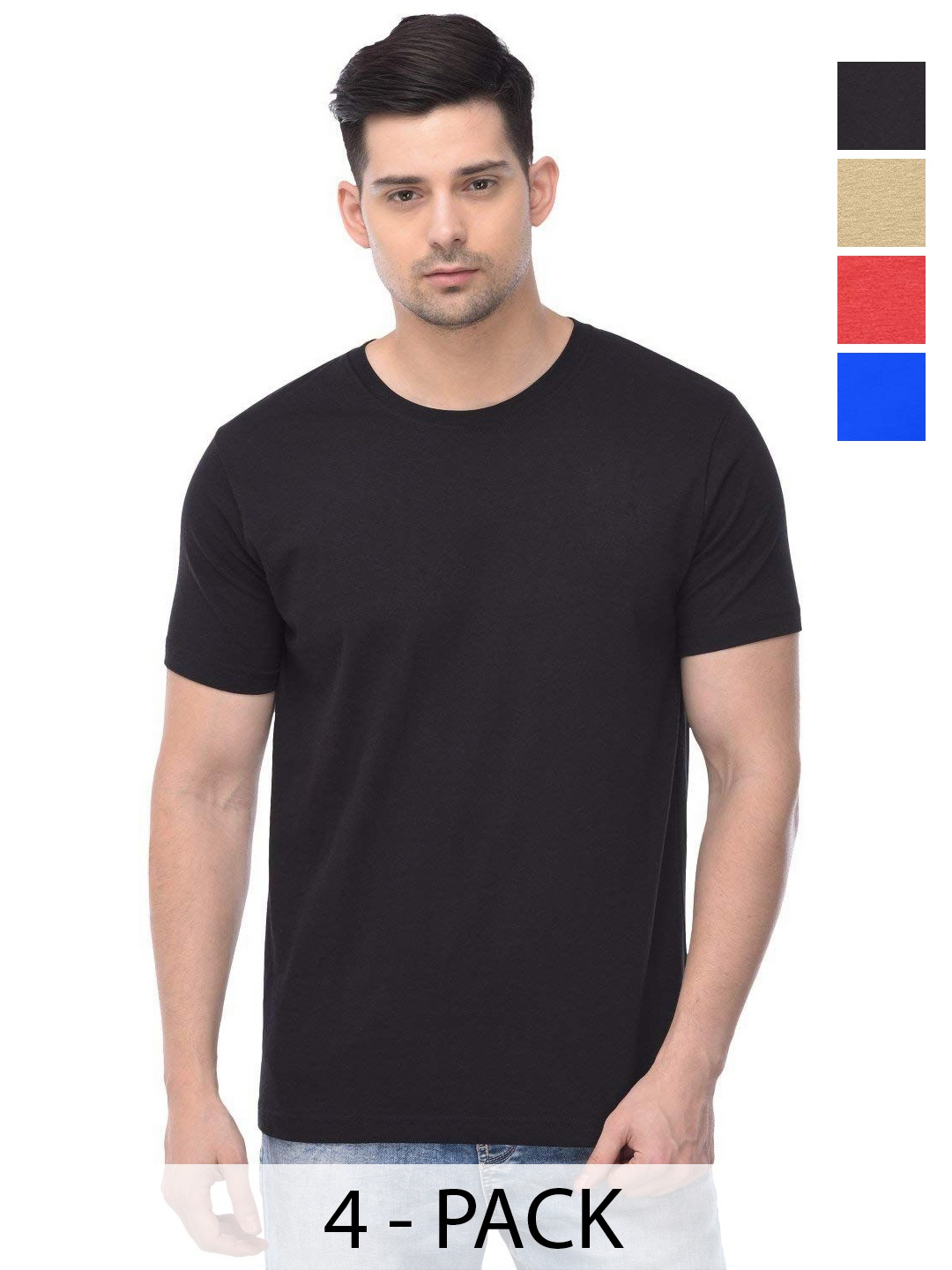 

COLOR CAPITAL Unisex Pack Of 4 Cotton T-Shirts, Na