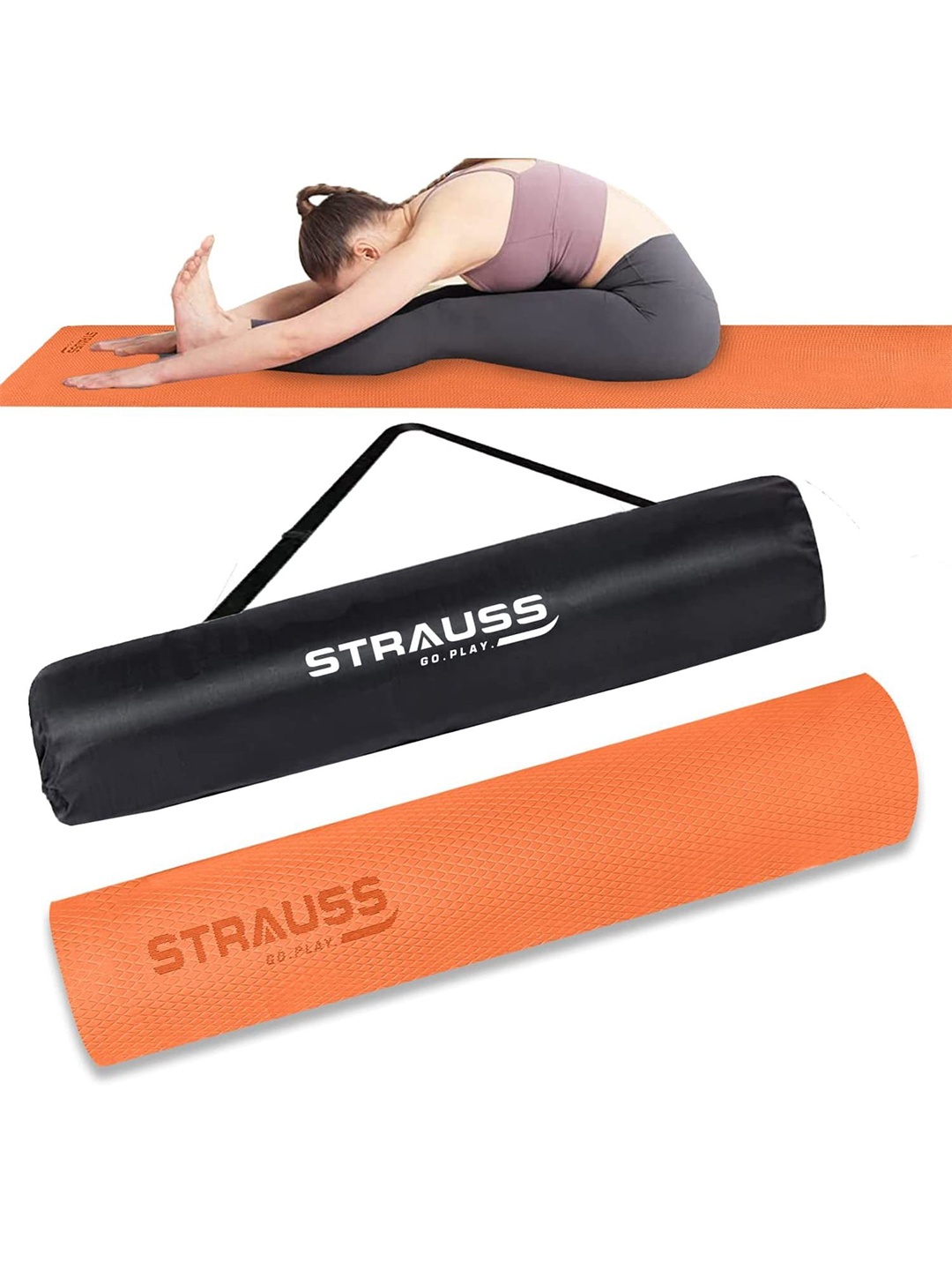 

STRAUSS Orange Rectangular Anti-Skid Yoga Mat