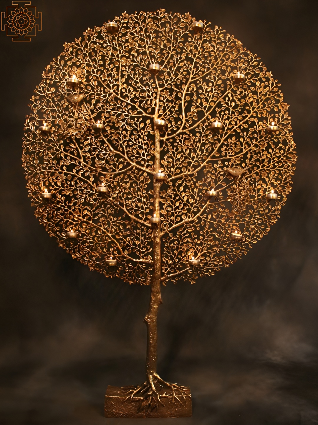 

Exotic India Brass Tree Of Life With Lamps, Gold