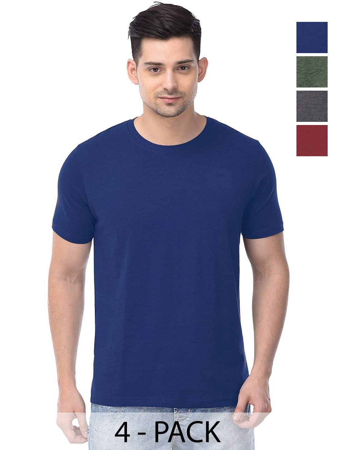 

COLOR CAPITAL Unisex Pack Of 4 Cotton T-Shirts, Na