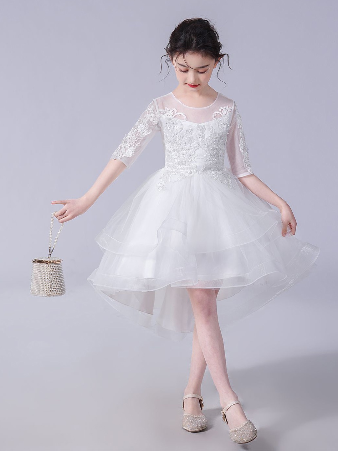 

JC SPARKLE Girls Embellished Fit & Flare Dress, White