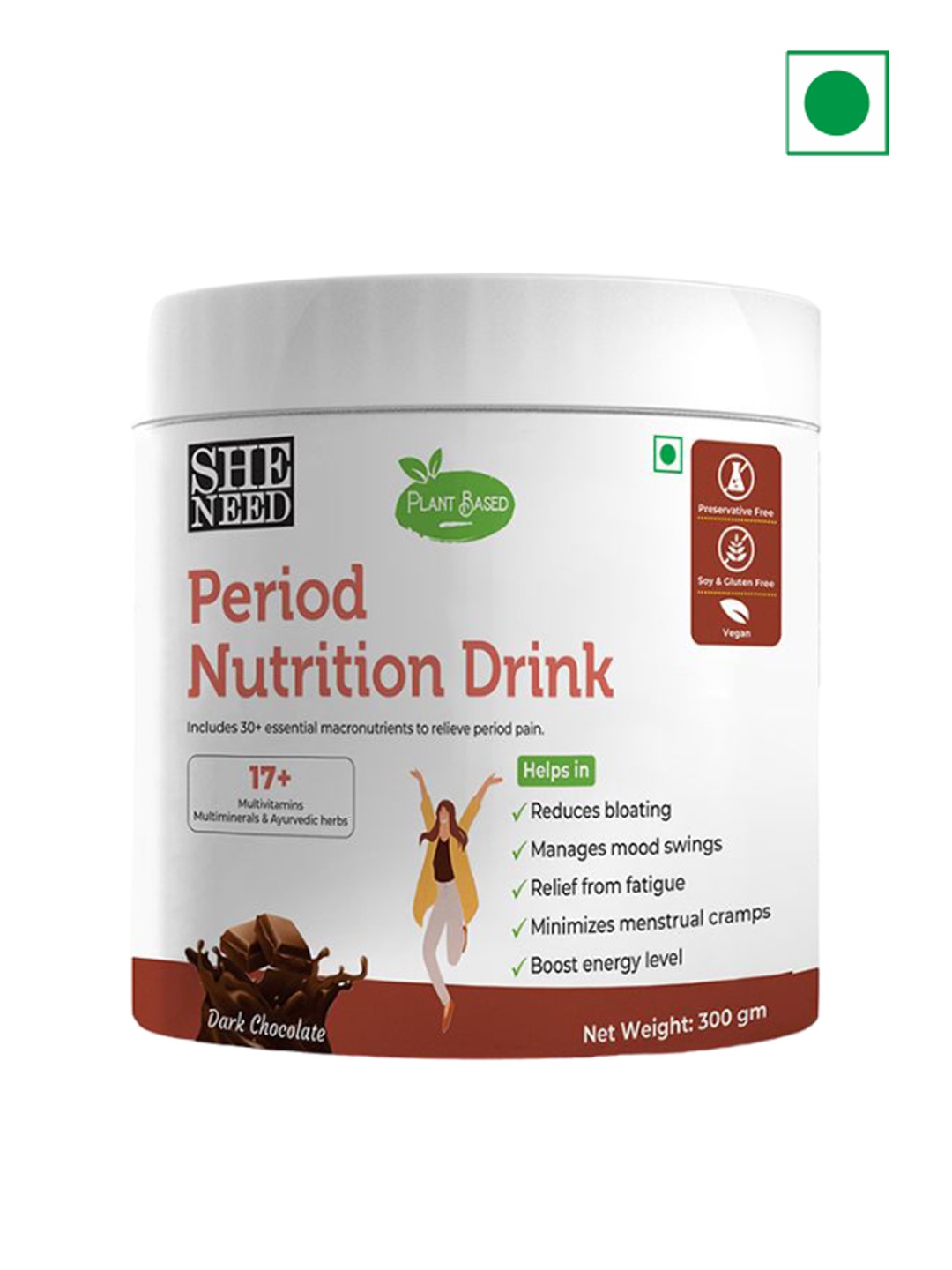 

SHENEED Dark Chocolate Flavoured Plant Based Period Nutrition Drink - 300g, White