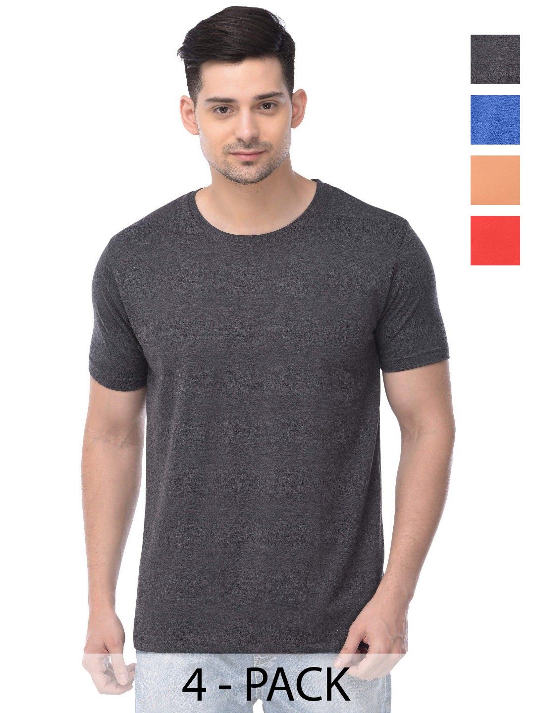 

COLOR CAPITAL Unisex Pack Of 4 Cotton T-Shirts, Maroon