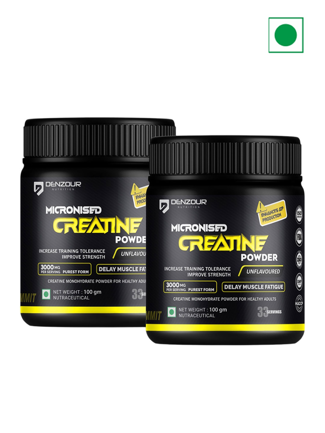 

DENZOUR NUTRITION Set Of 2 Micronised Creatine Powder - 100gm Each, White