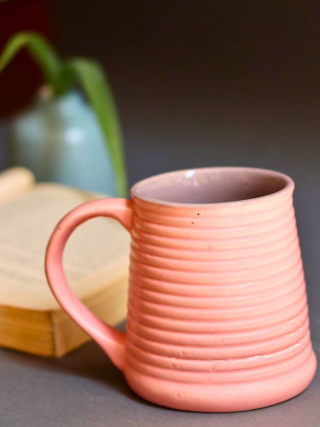 

WEAVING HOMES Pink Printed Ceramic Matte Dishwasher Safe Mug 300ml